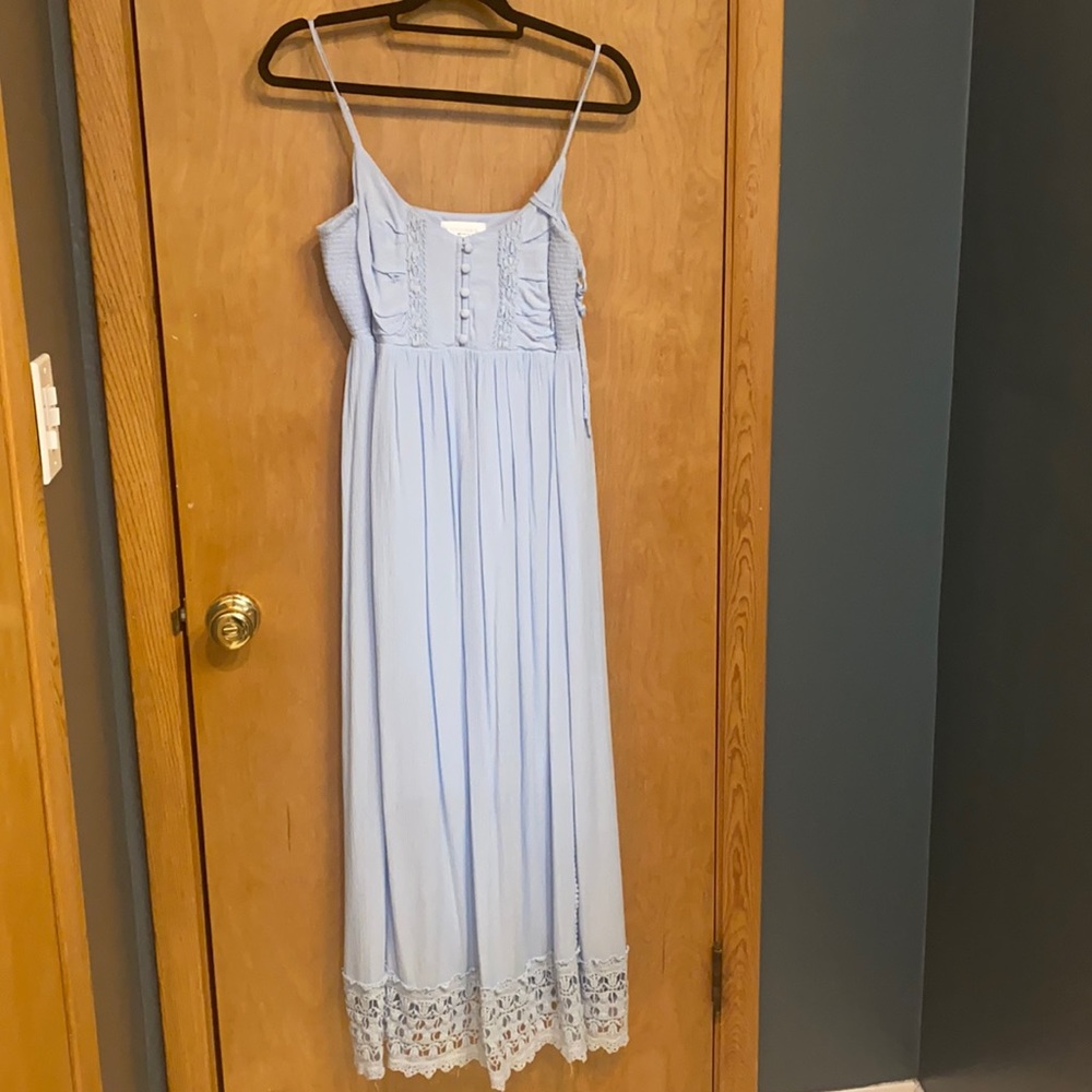 Long maxi blue maternity dress